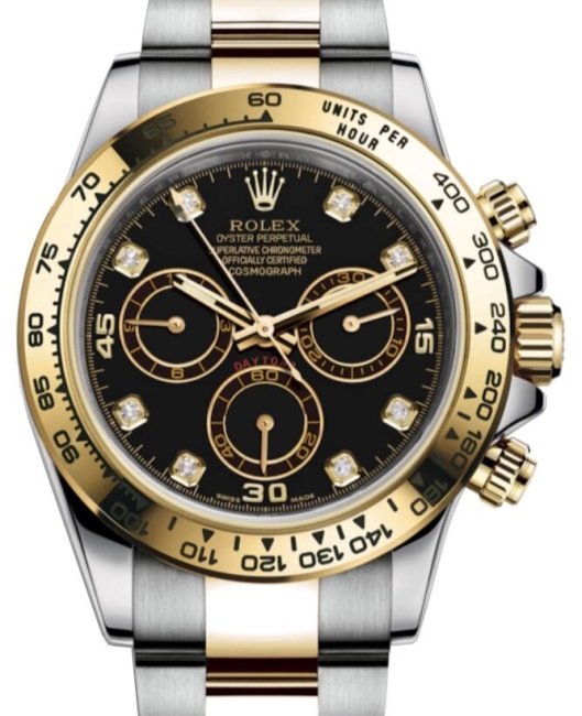 Rolex Daytona Stainless Steel Yellow Gold Black Diamond photo