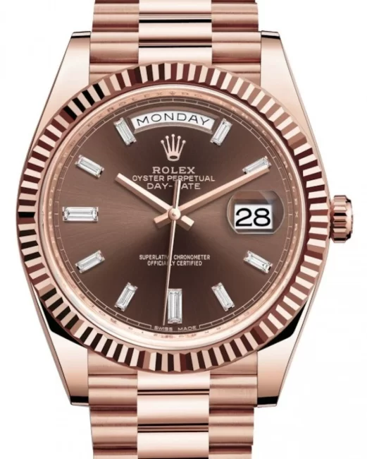 Rolex Day Date Rose Gold Baguette Diamonds photo